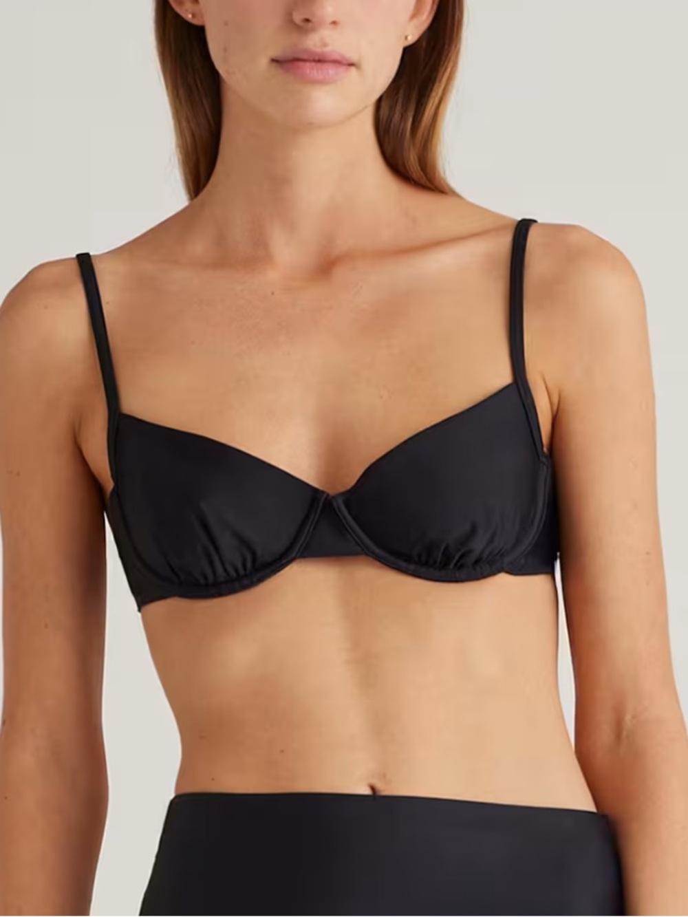 Quince Italian Demi Bikini Top Black Size Large